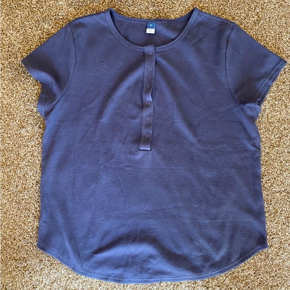 old navy henley blue top short sleeve womens xl